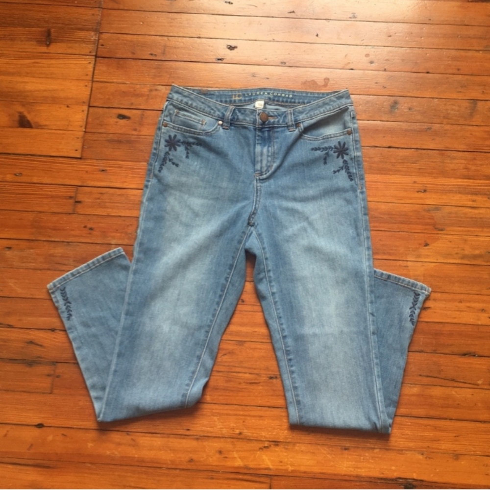 Lauren Conrad Flower Embroidered Jeans